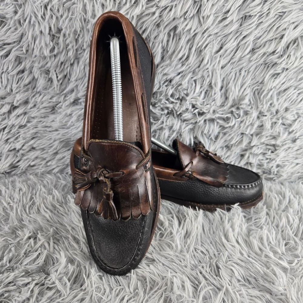 Allen Edmonds Mens 11 B Black Brown Nashua‎ Kiltie Tassel Loafers 42250